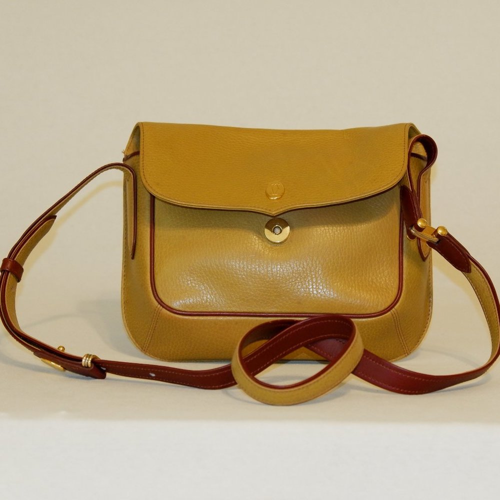 Must de CARTIER Marcello Shoulder Bag leather Brown / Mustard Bordeaux Lining